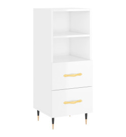 Buffet haut Blanc brillant 34,5x34x180 cm Bois d'ingénierie