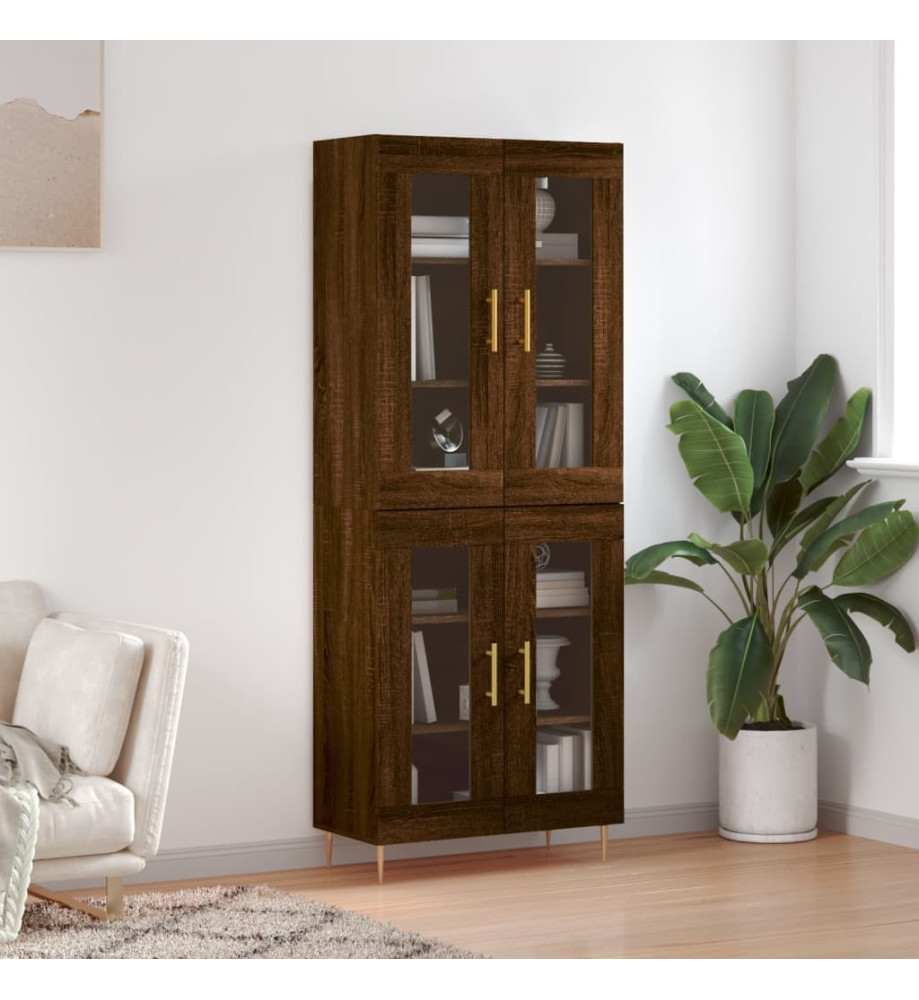 Buffet haut Chêne marron 69,5x34x180 cm Bois d'ingénierie Buffet haut Chêne marron 69,5x34x180 cm Bois d'ingénierie