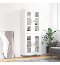 Buffet haut Blanc brillant 69,5x34x180 cm Bois d'ingénierie