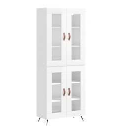 Buffet haut Blanc brillant 69,5x34x180 cm Bois d'ingénierie