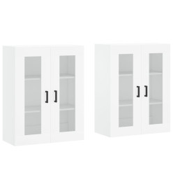 Armoires murales 2 pcs blanc bois d'ingénierie