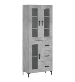 Buffet haut Gris béton 69,5x34x180 cm Bois d'ingénierie
