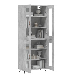 Buffet haut Gris béton 69,5x34x180 cm Bois d'ingénierie