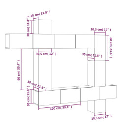 Ensemble de meubles TV 9 pcs Noir Bois d'ingénierie