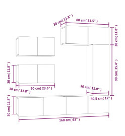 Ensemble de meubles TV 6 pcs Gris béton Bois d'ingénierie