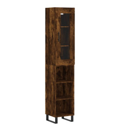 Buffet haut Chêne fumé 34,5x34x180 cm Bois d'ingénierie