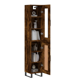 Buffet haut Chêne fumé 34,5x34x180 cm Bois d'ingénierie