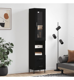Buffet haut Noir 34,5x34x180 cm Bois d'ingénierie