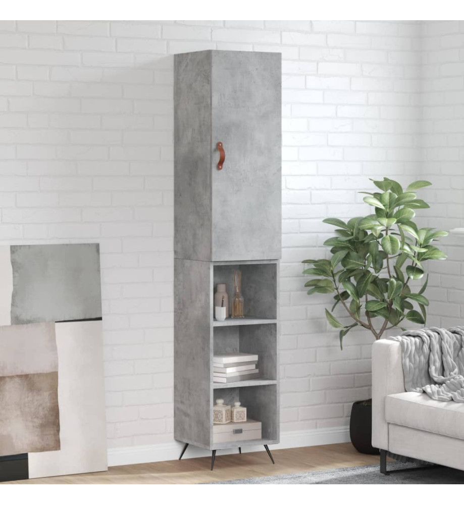 Buffet haut Gris béton 34,5x34x180 cm Bois d'ingénierie Buffet haut Gris béton 34,5x34x180 cm Bois d'ingénierie