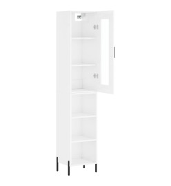 Buffet haut Blanc brillant 34,5x34x180 cm Bois d'ingénierie
