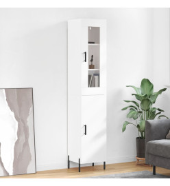 Buffet haut Blanc brillant 34,5x34x180 cm Bois d'ingénierie