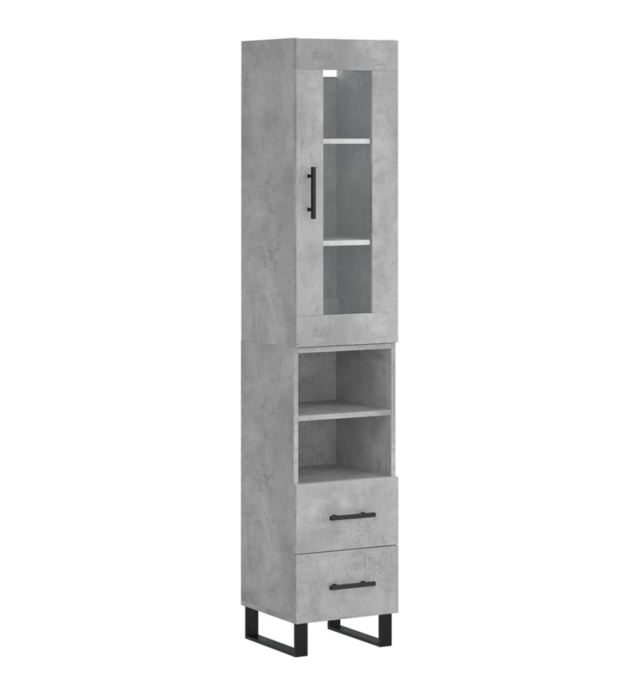 Buffet haut Gris béton 34,5x34x180 cm Bois d'ingénierie Buffet haut Gris béton 34,5x34x180 cm Bois d'ingénierie