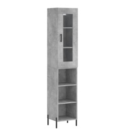 Buffet haut Gris béton 34,5x34x180 cm Bois d'ingénierie