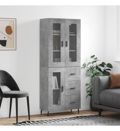 Buffet haut Gris béton 69,5x34x180 cm Bois d'ingénierie
