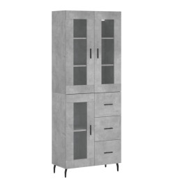 Buffet haut Gris béton 69,5x34x180 cm Bois d'ingénierie