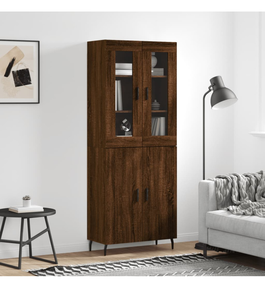 Buffet haut Chêne marron 69,5x34x180 cm Bois d'ingénierie Buffet haut Chêne marron 69,5x34x180 cm Bois d'ingénierie