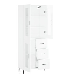 Buffet haut Blanc brillant 69,5x34x180 cm Bois d'ingénierie