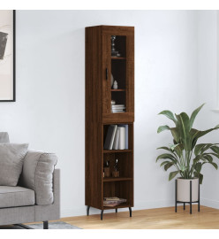 Buffet haut Chêne marron 34,5x34x180 cm Bois d'ingénierie