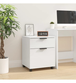 Classeur mobile avec roues Blanc brillant 45x38x54 cm