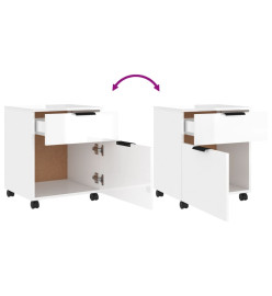Classeur mobile avec roues Blanc brillant 45x38x54 cm
