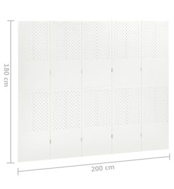 Cloisons de séparation 5 panneaux 2 pcs Blanc 200x180 cm Acier