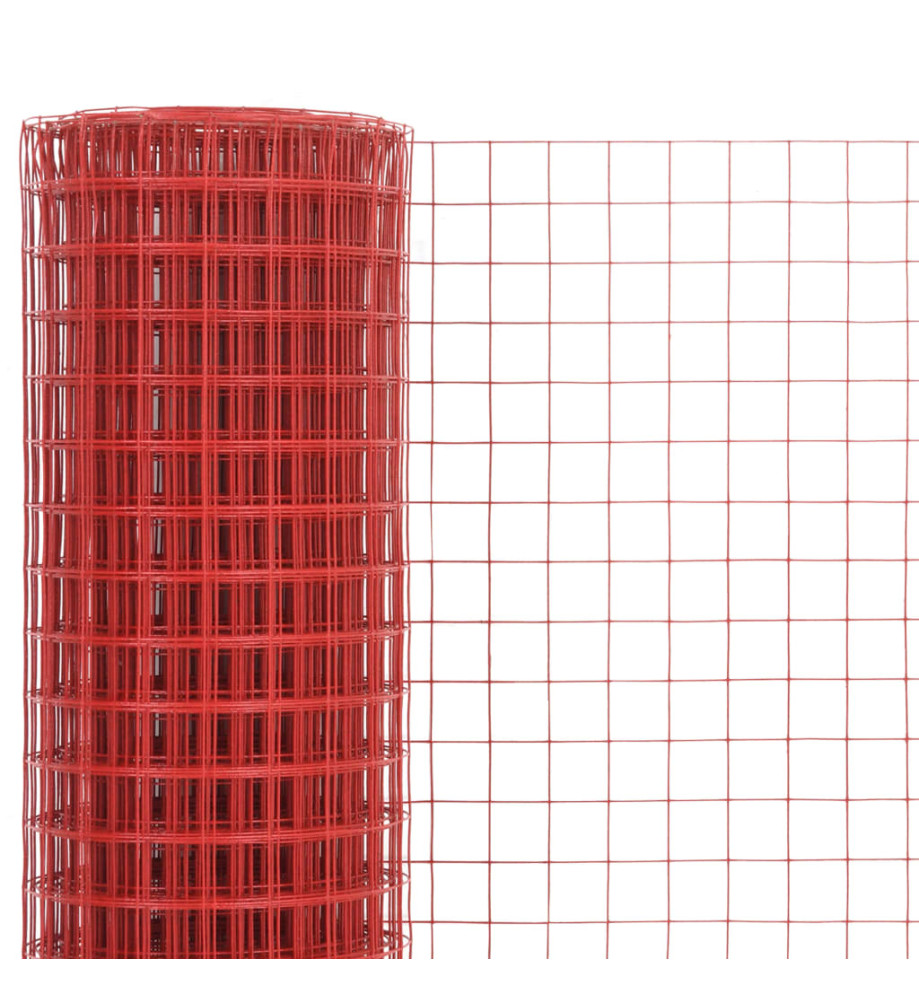 Grillage Acier avec revêtement en PVC 10x1,5 m Rouge