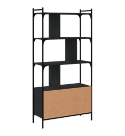 Bibliothèque avec portes noir 76,5x30x154,5cm bois d'ingénierie