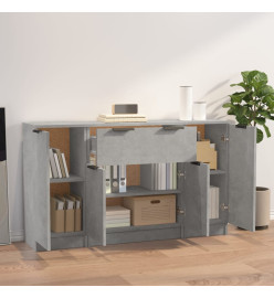 Buffets 3 pcs gris béton bois d'ingénierie