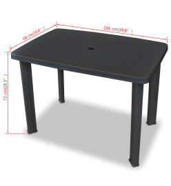 Table de jardin Anthracite 101 x 68 x 72 cm Plastique