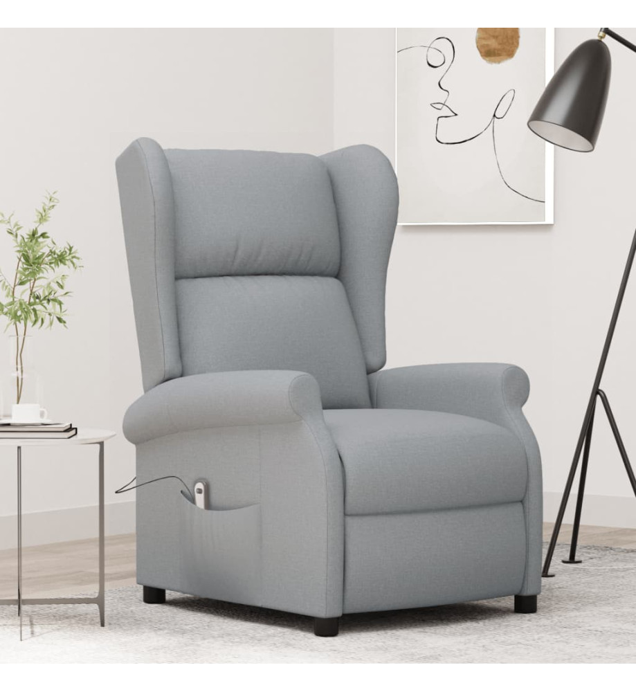 Fauteuil inclinable électrique à oreilles gris clair tissu