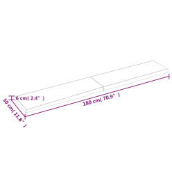 Étagère murale gris foncé 180x30x6 cm bois chêne massif traité