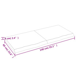 Dessus de bureau gris foncé 140x60x6 cm bois chêne traité