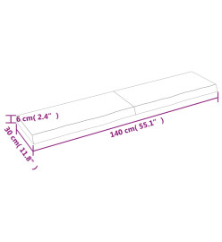 Étagère murale gris foncé 140x30x6 cm bois chêne massif traité