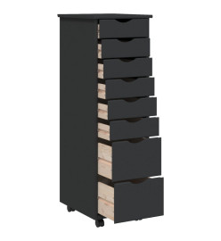 Armoire roulante avec tiroirs MOSS gris bois de pin solide