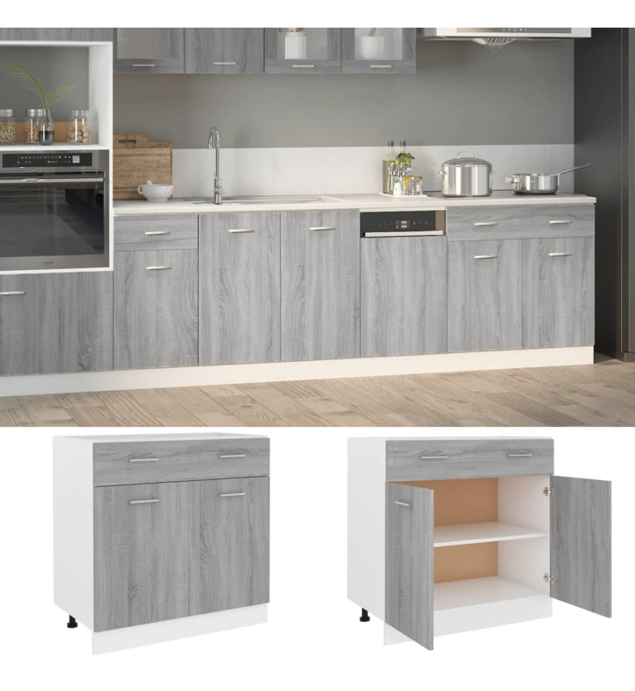 Armoire de plancher à tiroir Sonoma gris 80x46x81,5 cm Armoire de plancher à tiroir Sonoma gris 80x46x81,5 cm