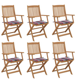 Chaises pliables de jardin 6 pcs avec coussins Bois d'acacia