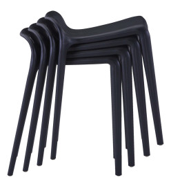 Tabourets empilables lot de 4 noir plastique