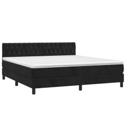 Sommier tapissier avec matelas et LED Noir 160x200 cm Velours