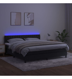 Sommier tapissier avec matelas et LED Noir 160x200 cm Velours