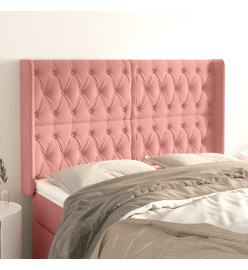 Tête de lit avec oreilles Rose 147x16x118/128 cm Velours