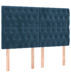 Sommier tapissier matelas et LED Bleu foncé 140x190 cm Velours