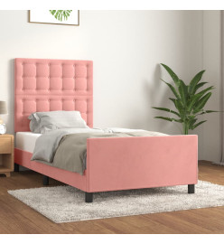 Cadre de lit avec tête de lit Rose 90x190 cm Velours