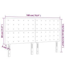 Tête de lit à LED Gris clair 180x5x118/128 cm Velours