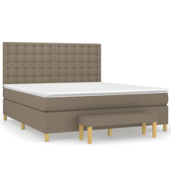 Lit à sommier tapissier avec matelas Taupe 180x200 cm Tissu