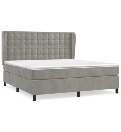 Lit à sommier tapissier et matelas Gris clair 180x200cm Velours