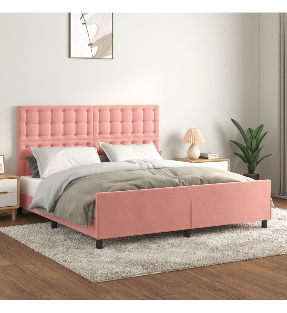 Cadre de lit avec tête de lit Rose 180x200 cm Velours Cadre de lit avec tête de lit Rose 180x200 cm Velours