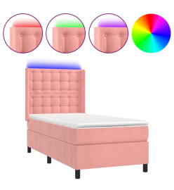 Sommier tapissier avec matelas et LED Rose 90x190 cm Velours