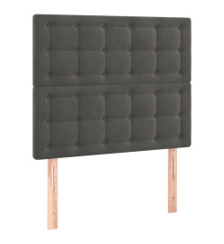 Sommier tapissier et matelas et LED Gris foncé 90x190cm Velours