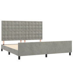 Cadre de lit avec tête de lit Gris clair 180x200 cm Velours