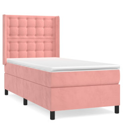 Lit à sommier tapissier avec matelas Rose 90x190 cm Velours